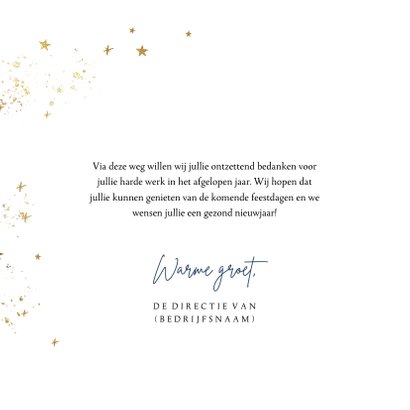Trendy kerstkaart watercolour goudlook kerstballen blauw 3