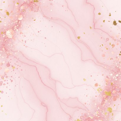 Trendy kerstkaartje roze verf met marmeren jaartal Achterkant