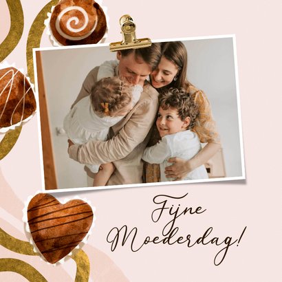 Trendy moederdagkaart bonbons watercolor hart goud 2