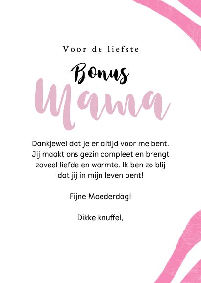 Trendy moederdagkaart bonusmoeder boeket tulpen roos 3