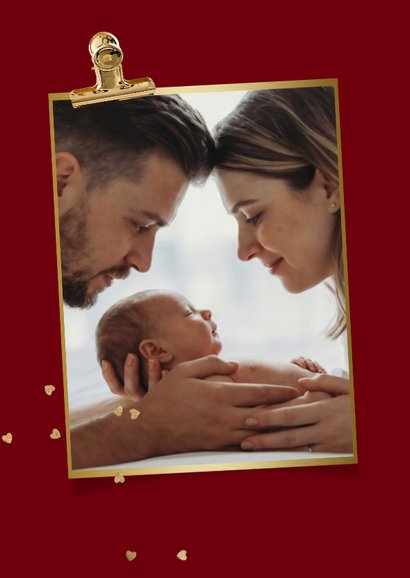 Trendy moederdagkaart fotokaart strik goud streeppatroon  2