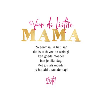Trendy moederdagkaart Liefste mama hartjespatroon goud 3