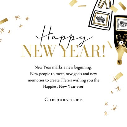 Trendy nieuwjaarskaart zakelijk New Year's Cheers champagne 3