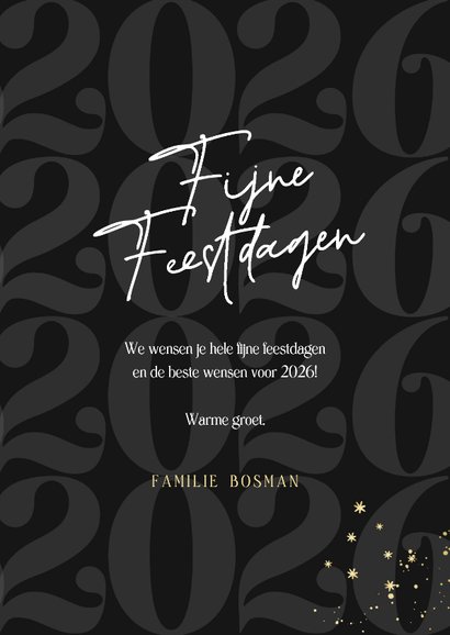 Trendy nieuwjaarskaart zwart strik jaartal goud met foto 3