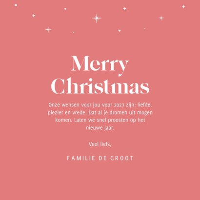 Trendy rode kerstkaart met cirkel en witte sterren 3