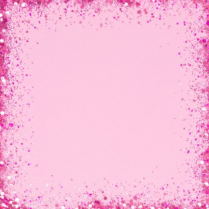Trendy roze nieuwjaarskaart met glitters en groot jaartal Achterkant