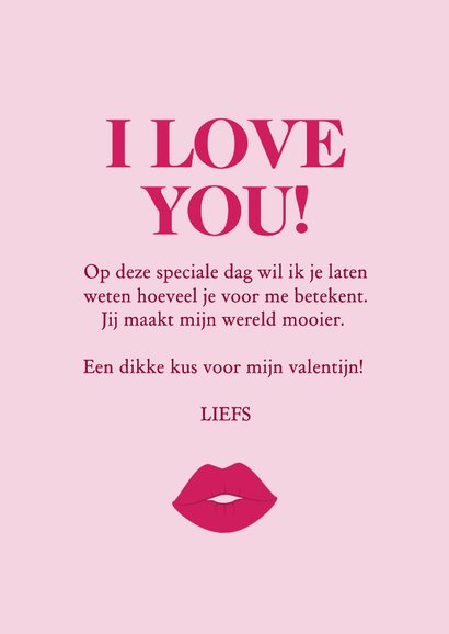 Trendy roze valentijnskaartje met foto en kusjes 3