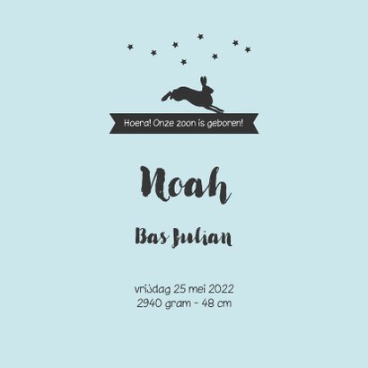 Trendy silhouet geboortekaartje van een jongetje en dieren 3