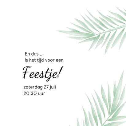 Trendy uitnodiging met foto en tropische bladeren 3