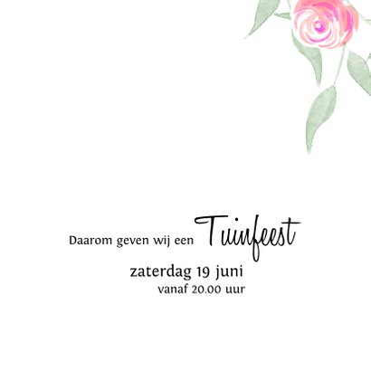 Trendy uitnodiging met roosjes voor een tuinfeest 3