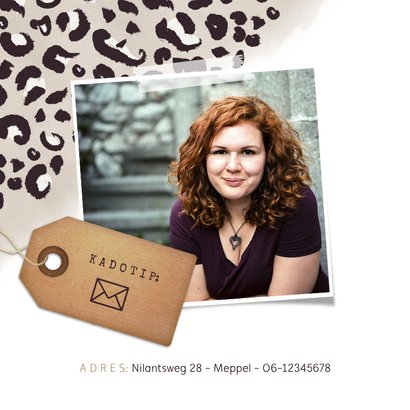 Trendy uitnodiging verjaardag met panterprint en eigen foto 2