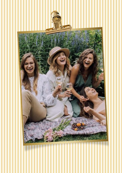 Trendy vakantiekaart bon voyage streeppatroon zon goud 2