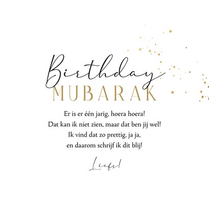 Trendy verjaardagskaart birthday mubarak ballonnen goudlook 3