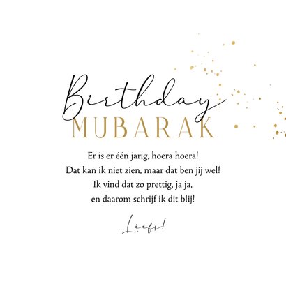 Trendy verjaardagskaart birthday mubarak ballonnen goudlook 3