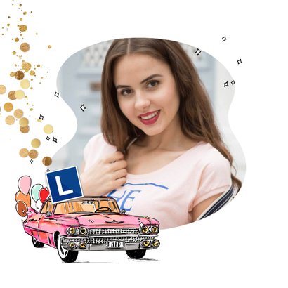 Trendy verjaardagskaart cadillac rijlessen confetti goud 2