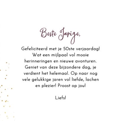 Trendy verjaardagskaart jaartal goud vijftig vaandel  3
