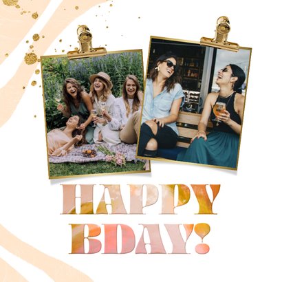 Trendy verjaardagskaart kleurrijk abstract verf goud hart 2