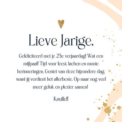 Trendy verjaardagskaart kleurrijk abstract verf goud hart 3