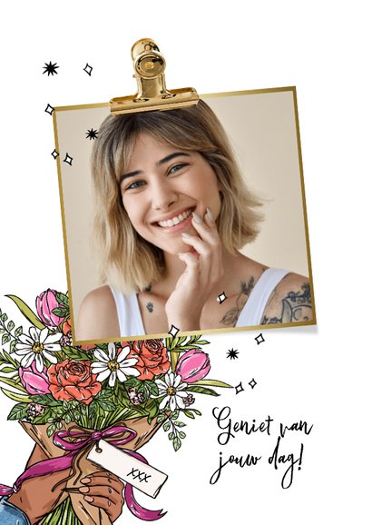 Trendy verjaardagskaart kleurrijke bos bloemen illustratie 2