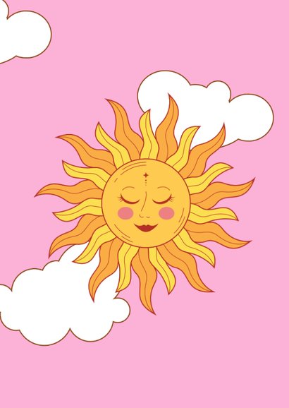 Trendy verjaardagskaart met zon roze happy birthday sunshine 2