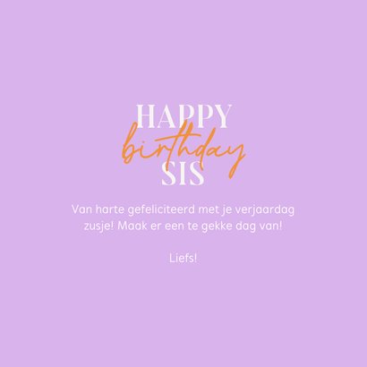 Trendy verjaardagskaartje hippe kleuren 'happy birthday sis' 3