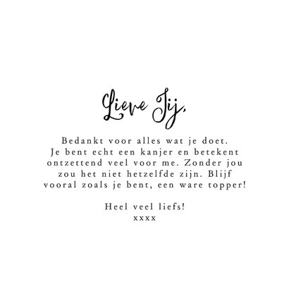 Trendy wenskaart bedankt goud waard foto compliment hartjes 3