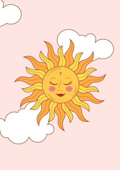 Trendy wenskaartje shine bright met lachend zonnetje  2