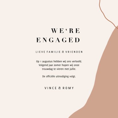 Trendy We're Engaged met abstracte vormen en plantje 3