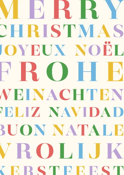 Trendy zakelijke kerstkaart met regenboog typografie talen 2