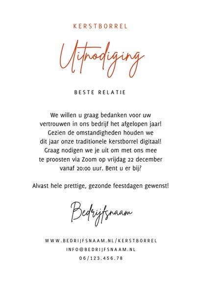 Trendy zakelijke kerstkaart proost op afstand met laptop 3