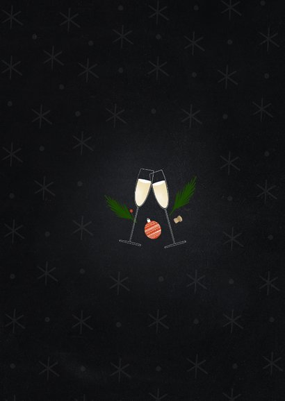 Trendy zakelijke kerstkaart proost op afstand met laptop Achterkant