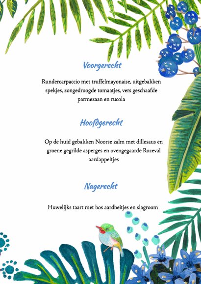 Tropical Menukaart Bladeren 3