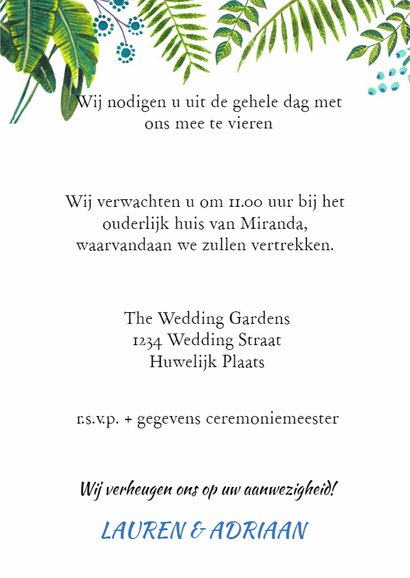 Tropisch Zomer Trouwkaart 3