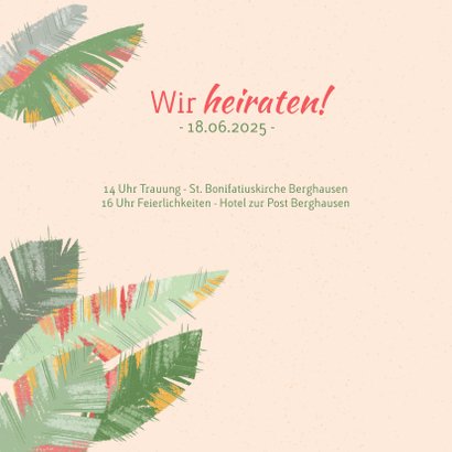 Tropische Blätter Hochzeitseinladung 2