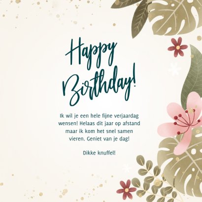 Tropische verjaardagskaart planten, bloemen, Happy birthday! 3