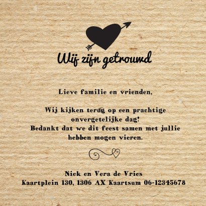 Trouwen bedankkaart - kraft design 2