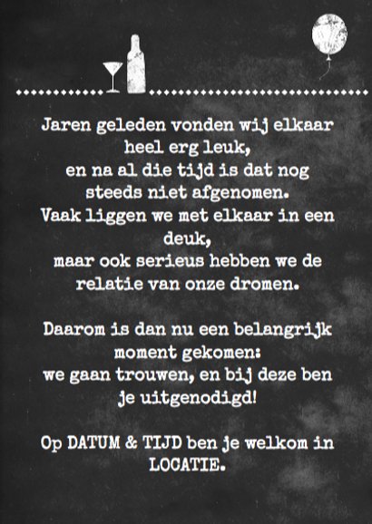 Trouwen krijtbord zelf aanpassen 3