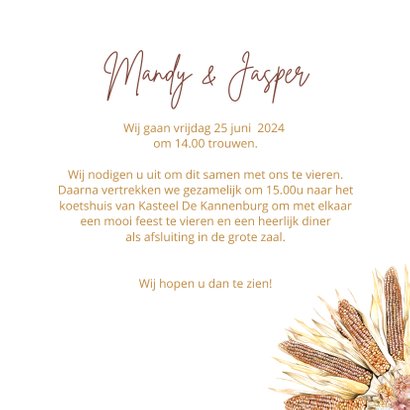 Trouwen maiskolf droogbloemen 3