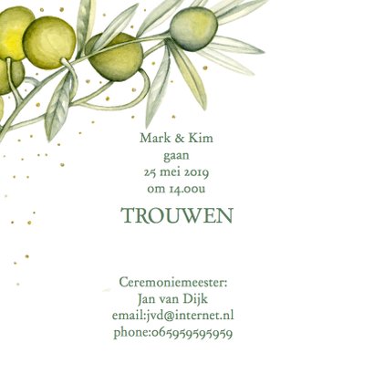 Trouwen olijftak aquarel 2