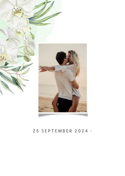 Trouwen Save the date orchideeën eucalyptus 2