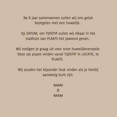 Trouwen veren label zand - HR 3