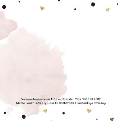Trouwkaart aquarel goud folie 2