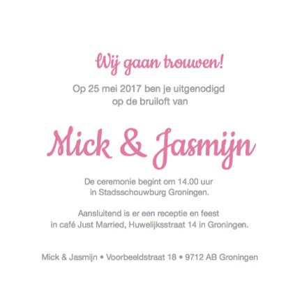Trouwkaart aquarel hart met naam 3