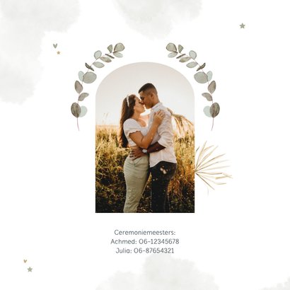 Trouwkaart Arabisch maan zon goud sterren eucalyptus lampje 2