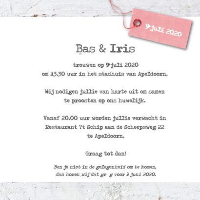 Trouwkaart Bas en Iris 3