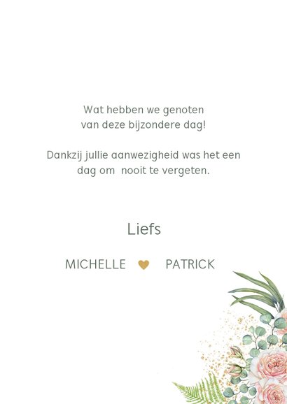 Trouwkaart bedankt botanische rozen 3