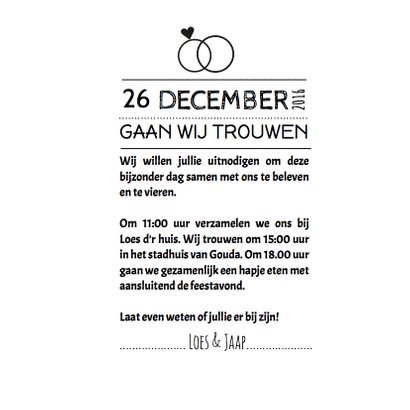 Trouwkaart Black&White hartje 3
