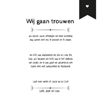 Trouwkaart Black&White stip 3