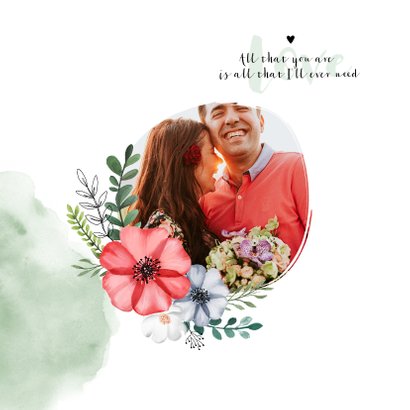 Trouwkaart bloemen bohemian met waterverf 2