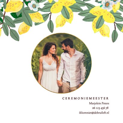 Trouwkaart bloemen en citroenen 2